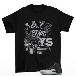 Stacked Shirt Black To Match Jordan 12 Barons Wolf Grey Ct8013-010